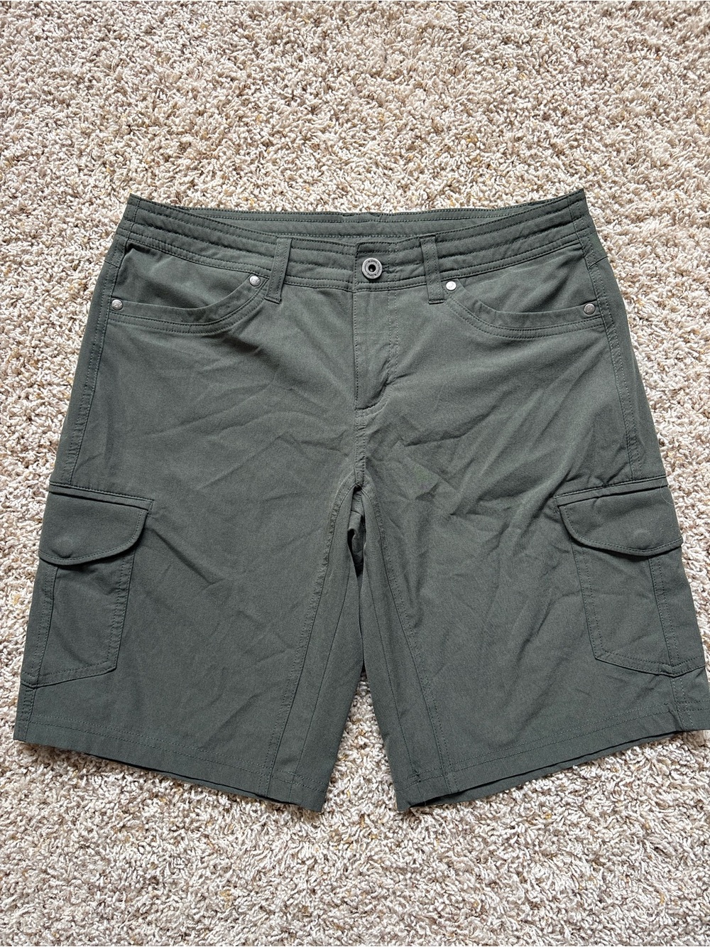 Kuhl Freeflex 10 Inch Cargo Shorts Olive Green Sz 8